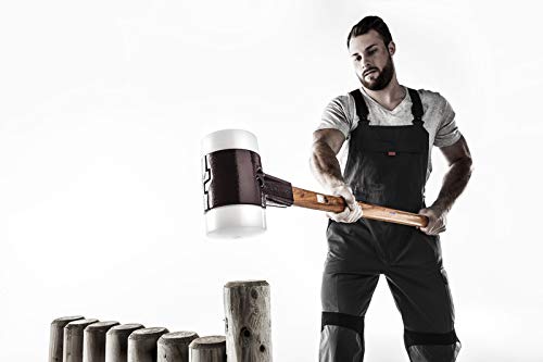 Halder Simplex Sledgehammer 80mm – Superplastic Inserts, Cast Iron Housing with Protection Sleeve, Varnished Hickory Handle, Non-Marring Heavy-Duty Sledge – 3007.081
