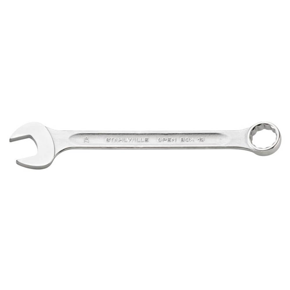 Stahlwille 40085555 Combination Spanners Open-Box No.13, Size 55mm, Metric, with 15 degree Offset Ring End, Chrome Plated Finish, Length 560mm, Made in Germany