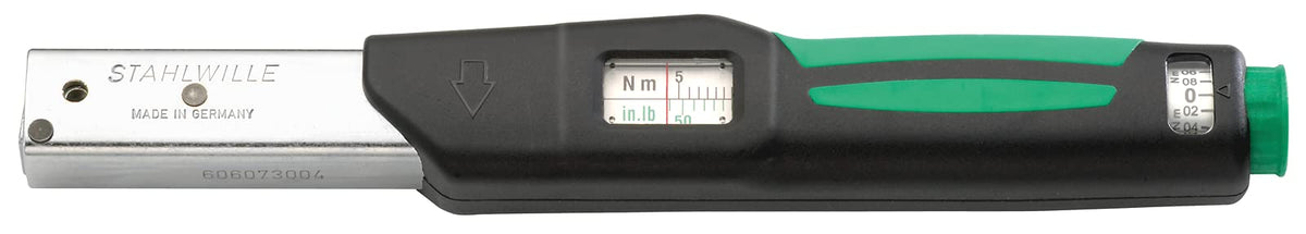 Stahlwille 50181102 Torque Wrench w/Mount for Insert Tools, Click-type w/Dual Stop Signal, Fast & Accurate Setting, Easy-to-read Double Scale, and Ergonomic Handle, 9x12 mm Mount Size, 4-20 N.m