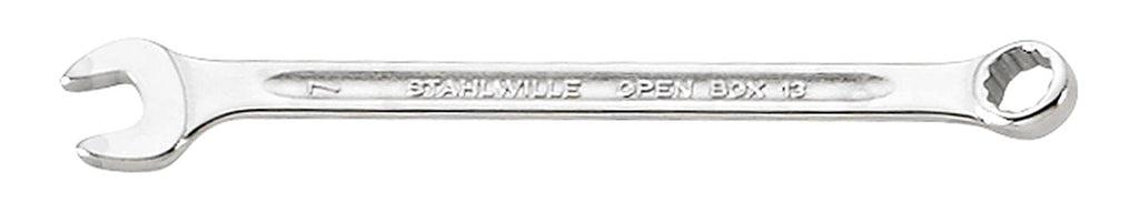 Stahlwille 40085555 Combination Spanners Open-Box No.13, Size 55mm, Metric, with 15 degree Offset Ring End, Chrome Plated Finish, Length 560mm, Made in Germany