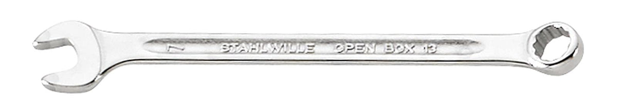 Stahlwille 40085555 Combination Spanners Open-Box No.13, Size 55mm, Metric, with 15 degree Offset Ring End, Chrome Plated Finish, Length 560mm, Made in Germany