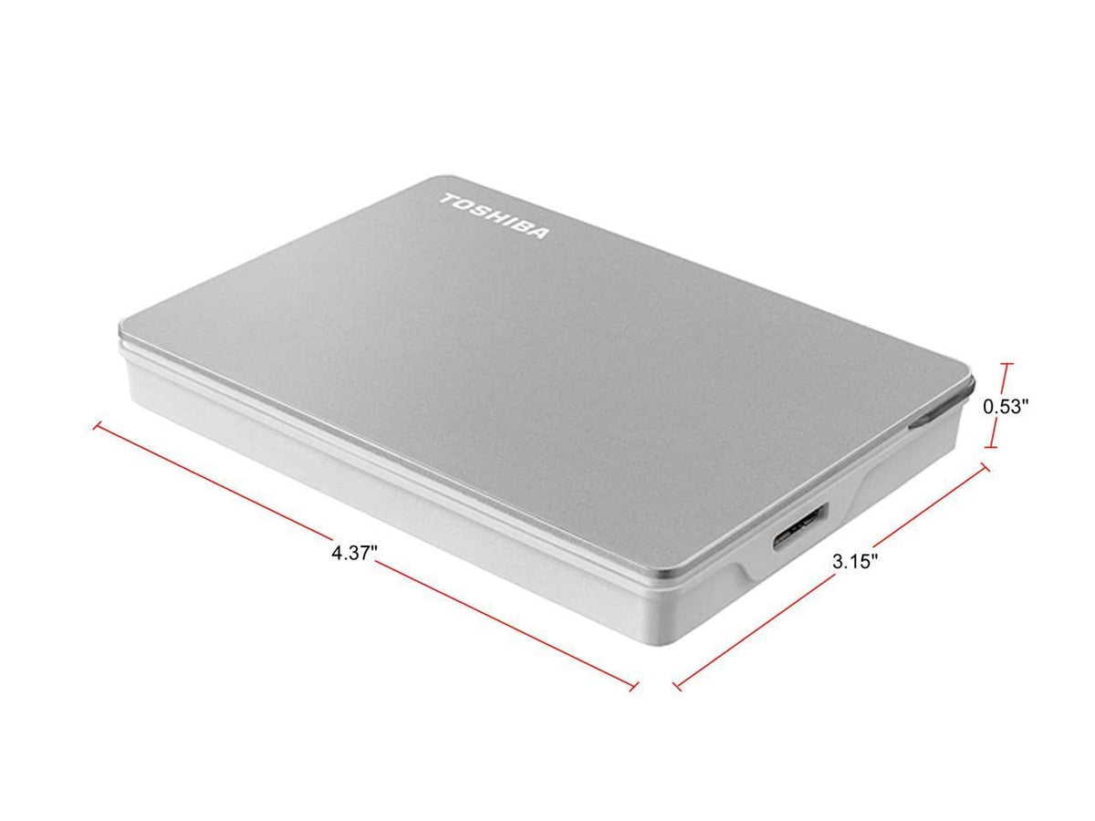 Toshiba Canvio Flex 2TB Portable External Hard Drive USB-C USB 3.0, Silver for PC, Mac, & Tablet - HDTX120XSCAA