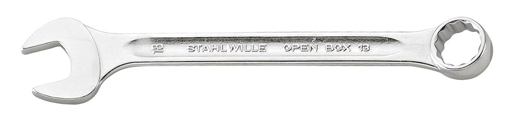 Stahlwille 40085555 Combination Spanners Open-Box No.13, Size 55mm, Metric, with 15 degree Offset Ring End, Chrome Plated Finish, Length 560mm, Made in Germany