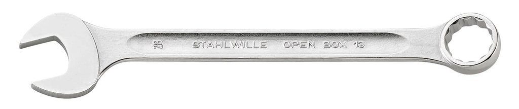 Stahlwille 40085555 Combination Spanners Open-Box No.13, Size 55mm, Metric, with 15 degree Offset Ring End, Chrome Plated Finish, Length 560mm, Made in Germany