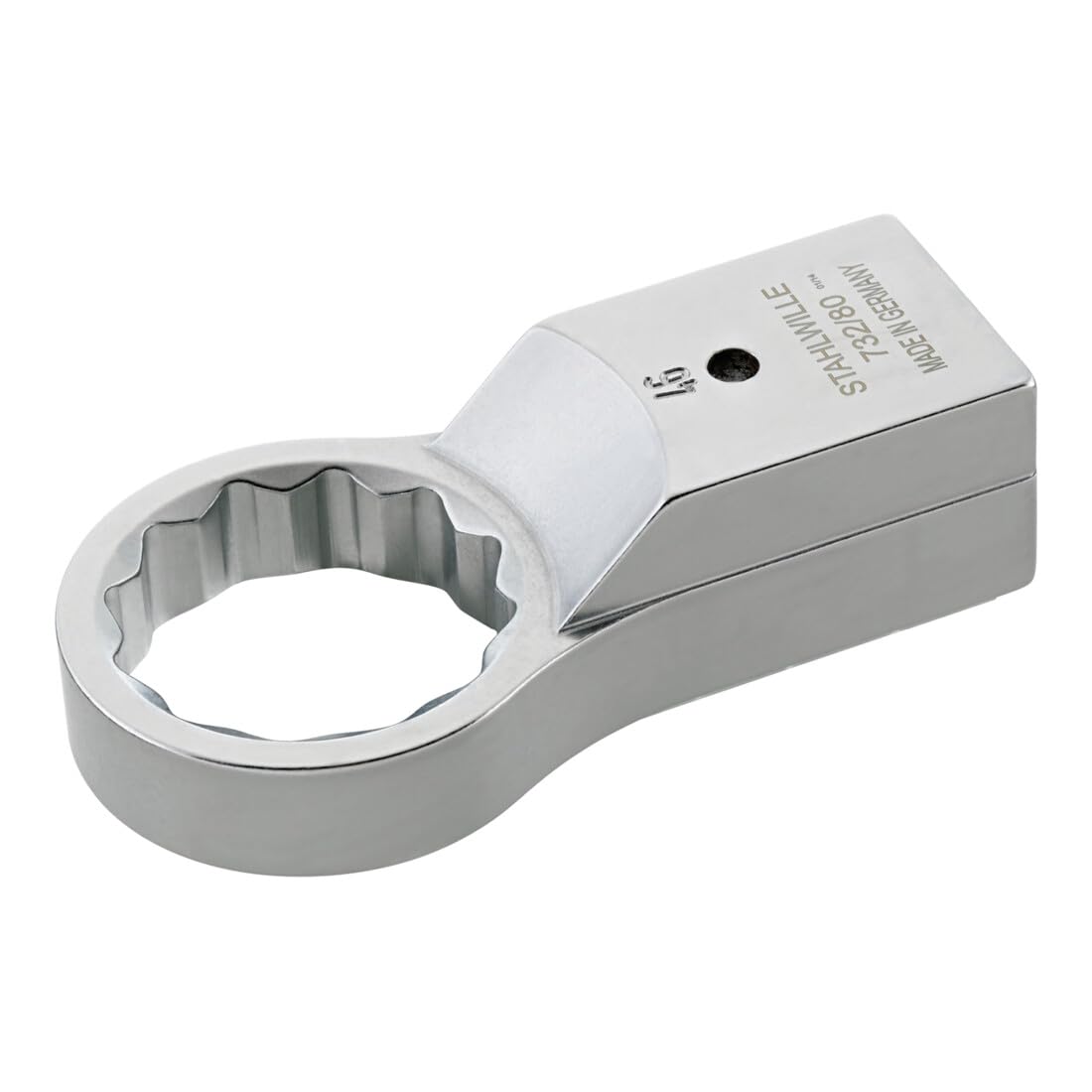 Stahlwille 58228046 Ring Shell Tool for Torque Wrenches, with Internal Square Drive of 24.5 mm x 28 mm, Interchangeable, Chrome-plated Finish, Size 46 mm