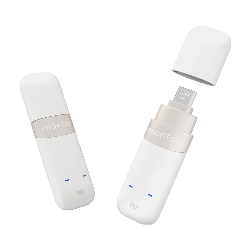 Maktar Nukii 256GB Encrypted USB-C Flash Drive, NFC Unlock, White