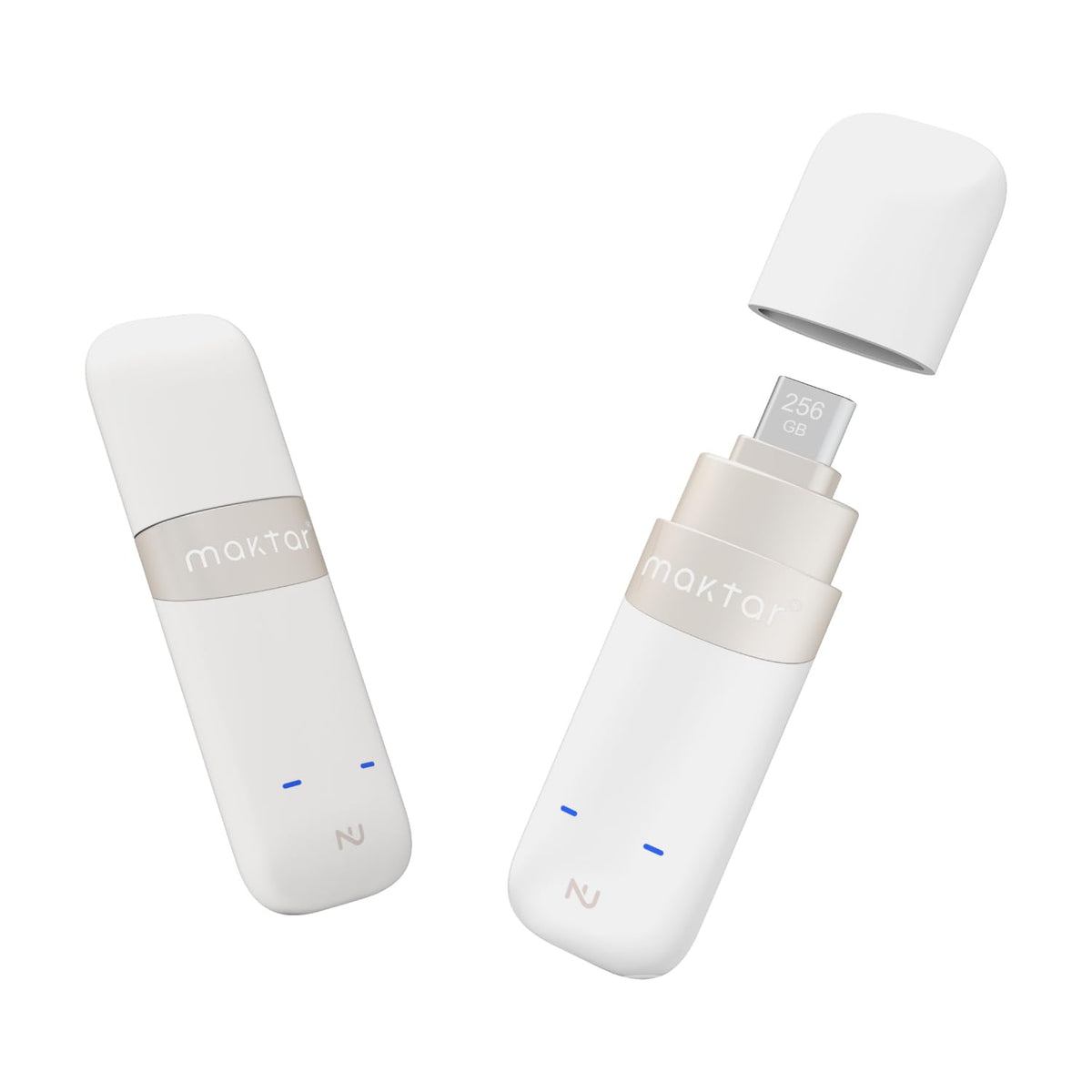Maktar Nukii 256GB Encrypted USB-C Flash Drive, NFC Unlock, White