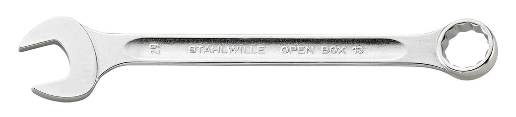 Stahlwille 40085555 Combination Spanners Open-Box No.13, Size 55mm, Metric, with 15 degree Offset Ring End, Chrome Plated Finish, Length 560mm, Made in Germany