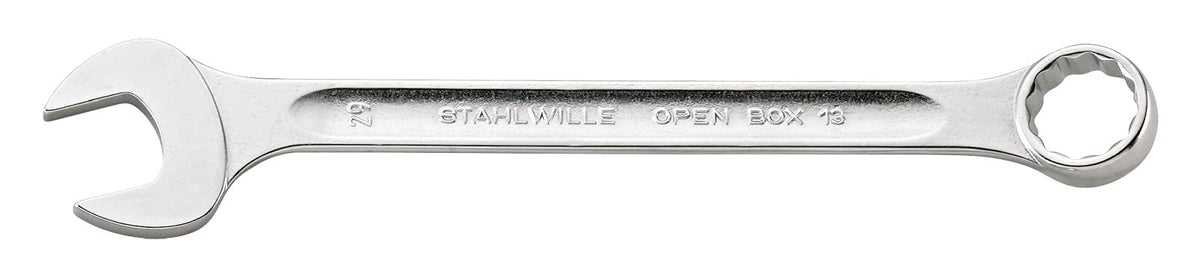 Stahlwille 40085555 Combination Spanners Open-Box No.13, Size 55mm, Metric, with 15 degree Offset Ring End, Chrome Plated Finish, Length 560mm, Made in Germany