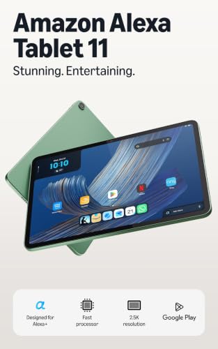 Amazon Alexa Tablet 11 (all-new), 8GB RAM, 64GB, 11″ stunning 2.5K display, All-day battery, With Google Play, Designed for Alexa+, Matcha