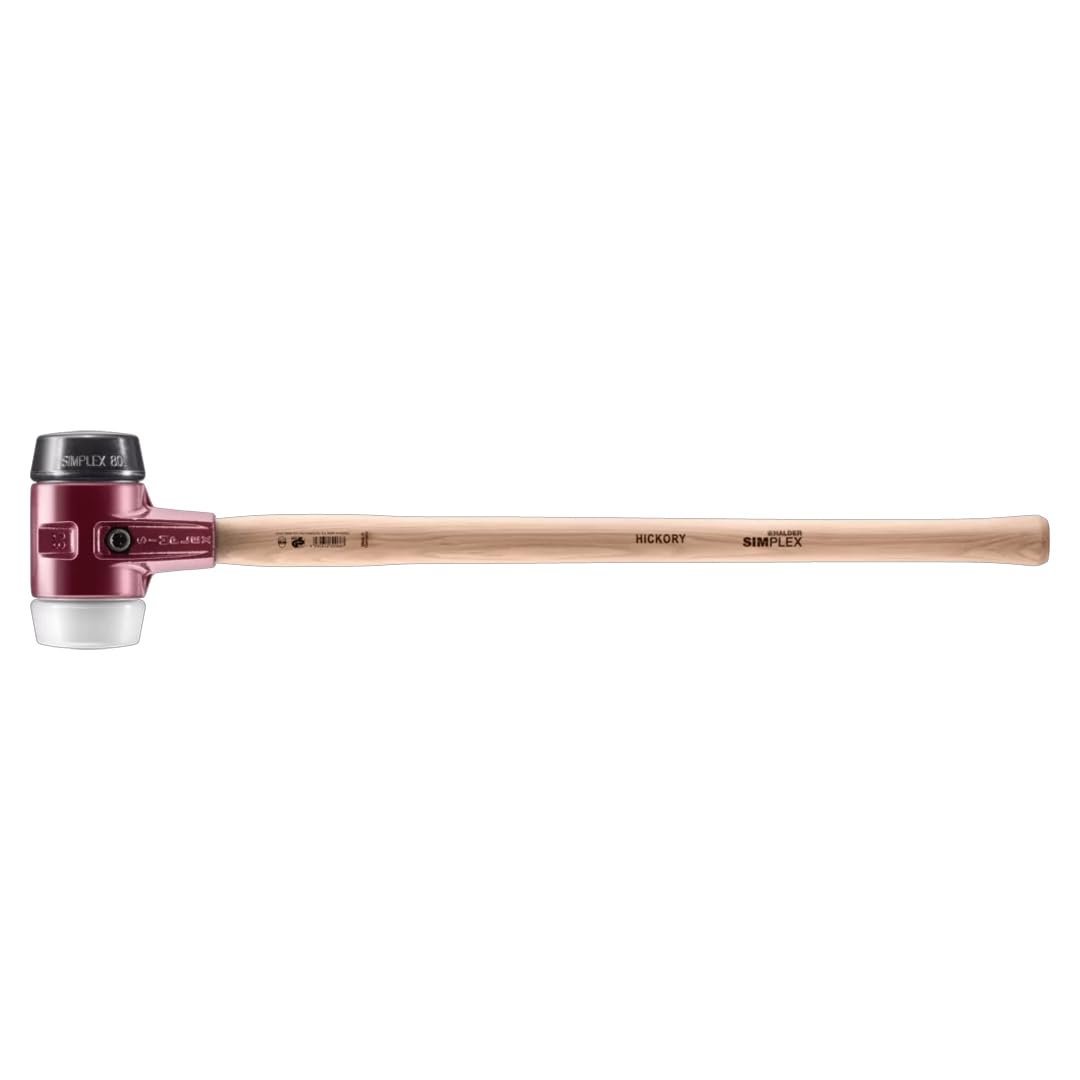 Halder Simplex Soft-Face Mallet 3027.282 – Medium-Hard "Stand-Up" Rubber Insert, Superplastic Insert, Cast Iron Housing, Extra Short Varnished Wooden Handle, 80mm, 6 lbs.