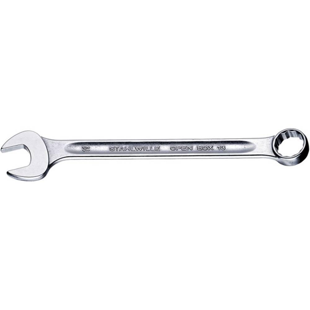 Stahlwille 40085555 Combination Spanners Open-Box No.13, Size 55mm, Metric, with 15 degree Offset Ring End, Chrome Plated Finish, Length 560mm, Made in Germany