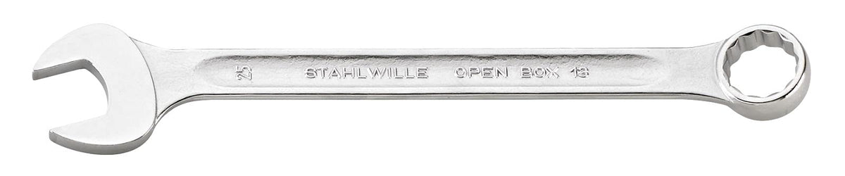 Stahlwille 40085555 Combination Spanners Open-Box No.13, Size 55mm, Metric, with 15 degree Offset Ring End, Chrome Plated Finish, Length 560mm, Made in Germany