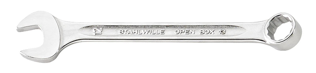 Stahlwille 40085555 Combination Spanners Open-Box No.13, Size 55mm, Metric, with 15 degree Offset Ring End, Chrome Plated Finish, Length 560mm, Made in Germany