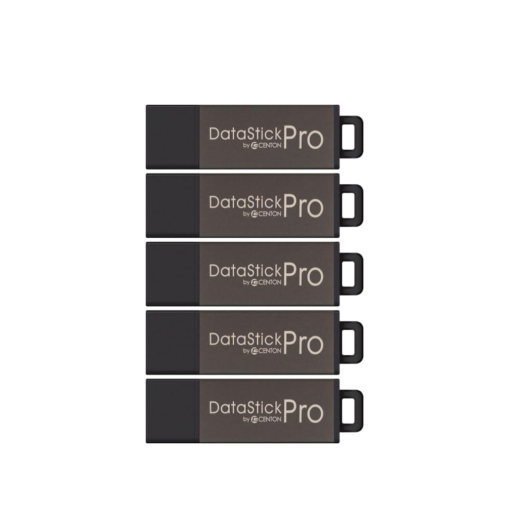 Centon Electronics DataStick Pro USB 2.0 Flash Drive, 2 GB, 50 USB Flash Drives, 50 Bulk Pack, Grey