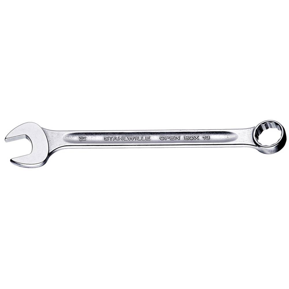 Stahlwille 40085555 Combination Spanners Open-Box No.13, Size 55mm, Metric, with 15 degree Offset Ring End, Chrome Plated Finish, Length 560mm, Made in Germany