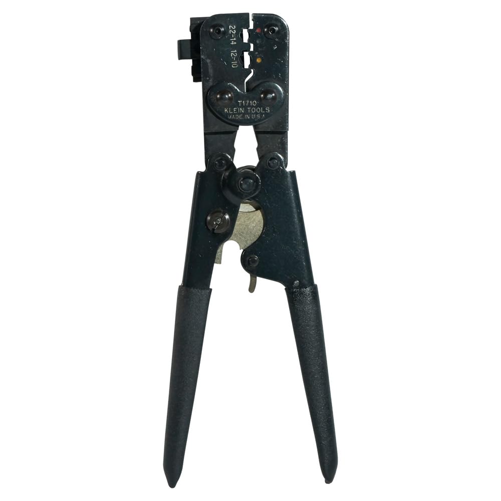 Klein Tools T1710 Ratcheting Crimp Tool, Made in USA, Compound Action Ratcheting Crimper-Insulated Terminals