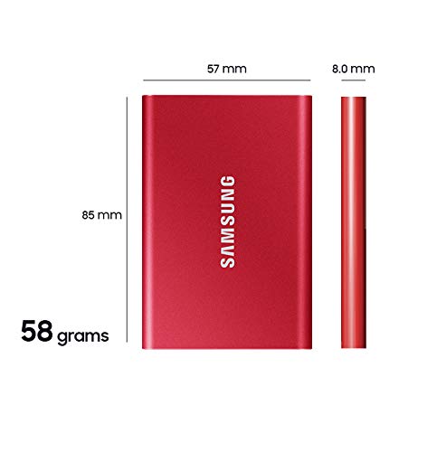 SAMSUNG T7 Portable SSD, 2TB External Solid State Drive, Speeds Up to 1,050MB/s, USB 3.2 Gen 2, Reliable Storage for Gaming, Students, Professionals, MU-PC2T0R/AM, Red