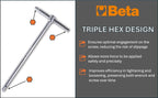 Beta 951AS/6X Set of 6 1/8"-3/8" Sliding T-Handle Hex Key Allen Wrench Set
