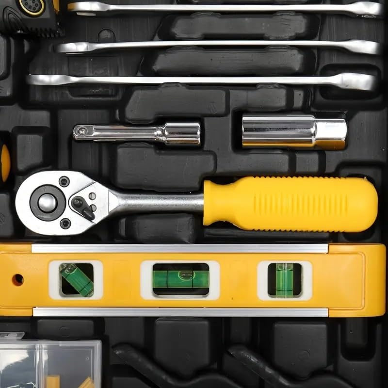 198pc Tool Set - Black & Yellow - Comprehensive Tool Kit - Durable Steel Construction - for DIY Enthusiasts & Professionals - Ideal Gift for Home Improvement Projects