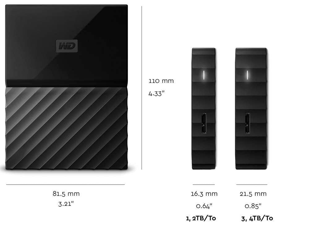 WD 1TB Black My Passport Portable External Hard Drive - USB 3.0 - WDBYNN0010BBK-WESN