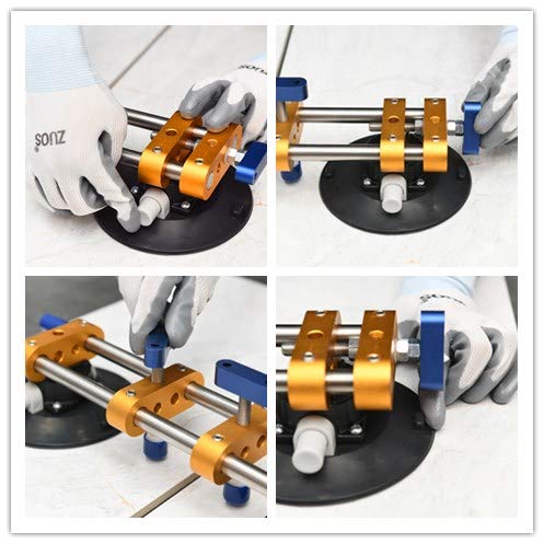 Seamless seam Setter with 6" Suction Cups for Seam Joining & Leveling/Professional Countertop, granite， Stone, Marble Slab Installation. (double pole 2 PCS)