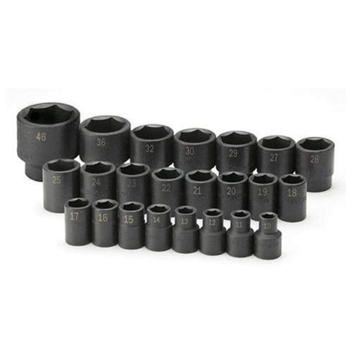 SK Tools USA 1/52" Drive, 23 Piece, 6 Point, Standard Metric Impact Socket Set: 10MM - 46MM | 4038