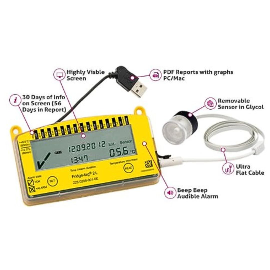 Fridge-tag 2L Vaccine Temperature Data Logger with NIST Traceable Probe