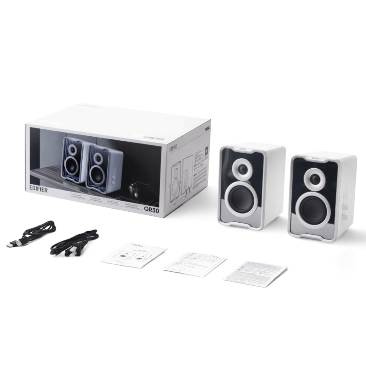 Edifier QR30 RGB Light Desktop Computer Gaming Speakers, 30W RMS, White