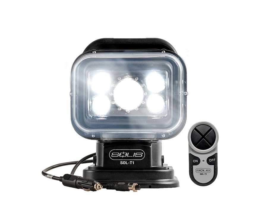 Jonard Tools SOL-T1 Solis LED Utility Truck Light, 4800 Lumens, Remote-Controlled 360° Rotation, Rechargeable 10,000 mAh Battery, Magnetic Base, IP65 Water-Resistant, Portable Work Light