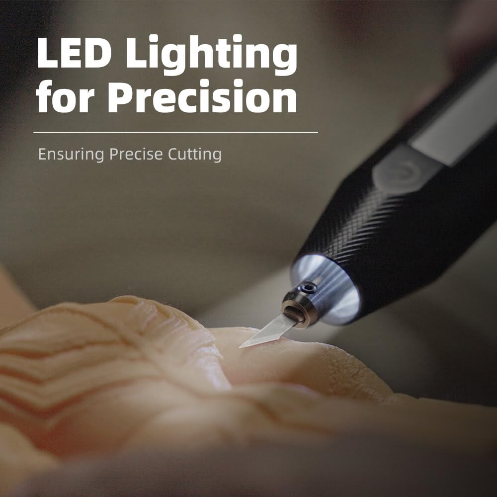 C1 Wireless Ultrasonic Cutter, 40,000Hz Electric Craft Knife, 3 Power Modes & LED, Portable Hobby Tool for 3D Print Support Removal, Plastic Model, Leather, Wood & DIY Makers