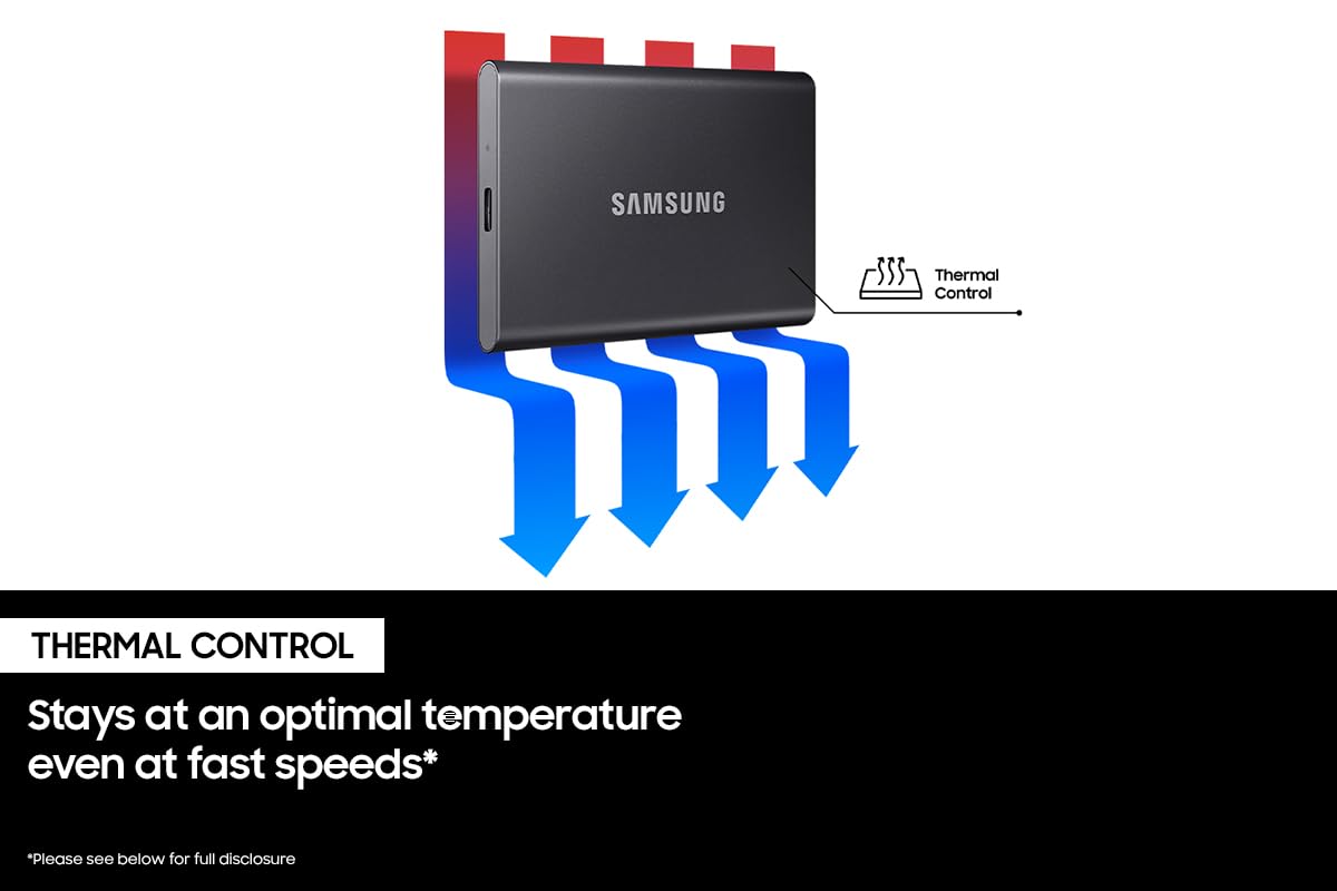 SAMSUNG T7 Portable SSD, 2TB External Solid State Drive, Speeds Up to 1,050MB/s, USB 3.2 Gen 2, Reliable Storage for Gaming, Students, Professionals, MU-PC2T0R/AM, Red