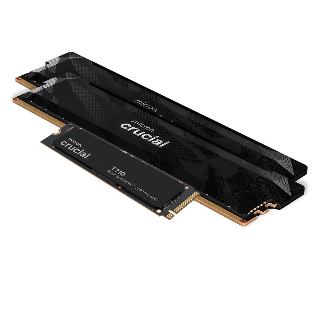 Crucial T710 PCIe Gen5 NVMe 1TB SSD, Up to 14,900 MB/s, Laptop & Desktop Compatible (PC), for Creatives and Hardcore Gamers, Solid State Drive, Includes 1Mo Adobe CC – CT1000T710SSD8-01