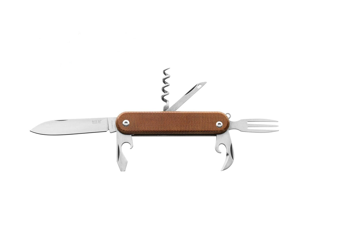 MALGA 6 V2 with MagnaCut Steel, Pocket Knife and Multi Tool, 6 Tools in 1, CPM-MagnaCut Primary Blade, Slip Joint, Made in Italy (Natural Micarta)