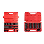 SUNEX TOOLS 2668, 1/2 Inch Drive Master Impact Socket Set, 39-Piece, SAE, 3/8" & 3325 3/8-Inch Drive SAE Master Impact Socket Set., Standard/Deep, 6-Point, Cr-Mo, 5/16-Inch