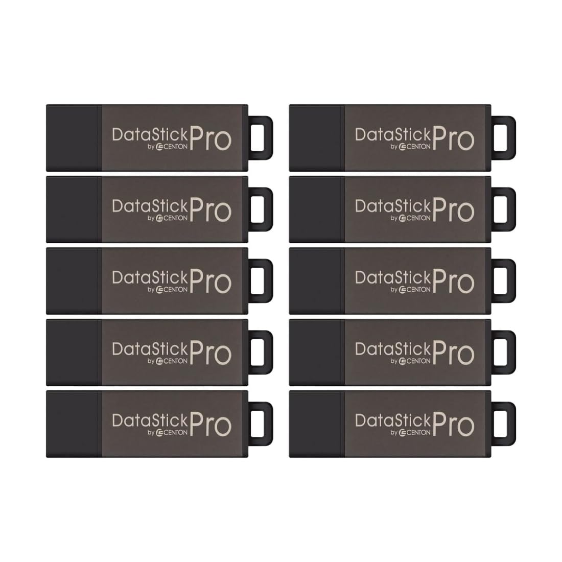 Centon Electronics DataStick Pro USB 2.0 Flash Drive, 2 GB, 50 USB Flash Drives, 50 Bulk Pack, Grey