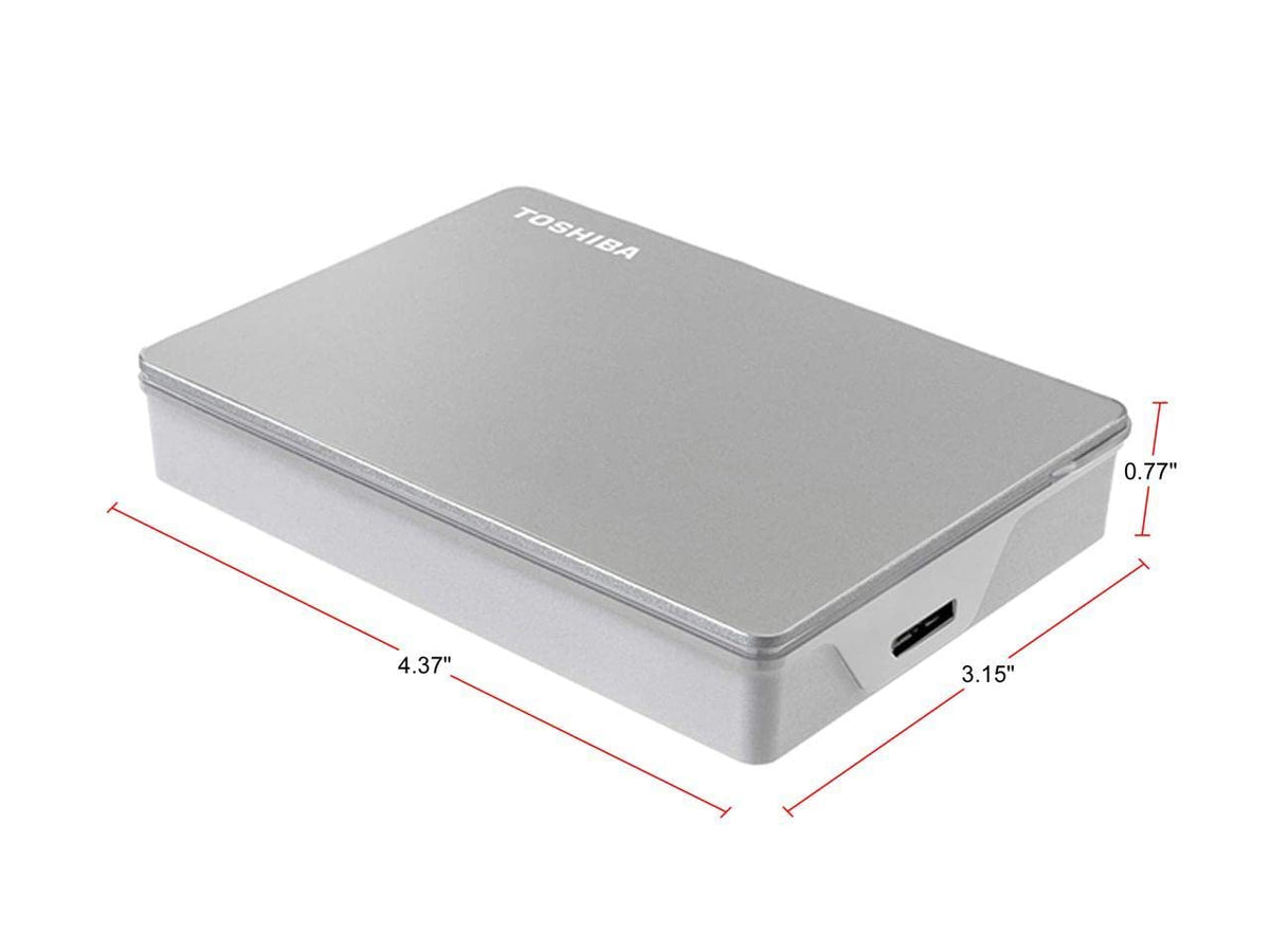 Toshiba Canvio Flex 4TB Portable External Hard Drive USB-C USB 3.0, Silver for PC, Mac, & Tablet - HDTX140XSCCA