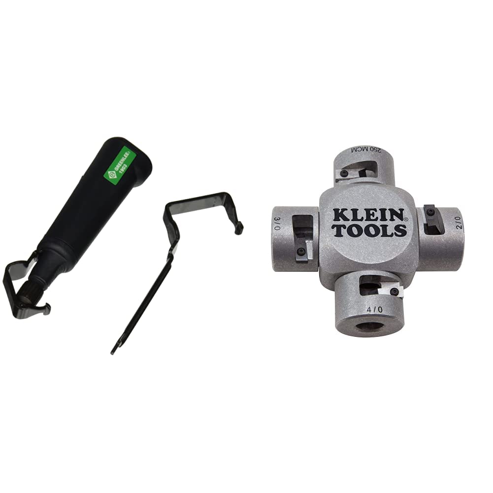 Greenlee 1903 7" Pocket Cable Stripping Tool with High-Carbon Steel Blade, 8 AWG - 1250 Kcmil | Greenlee 13544 Replacement Blades for Cable Stripping Tool 1903, 1-Pack