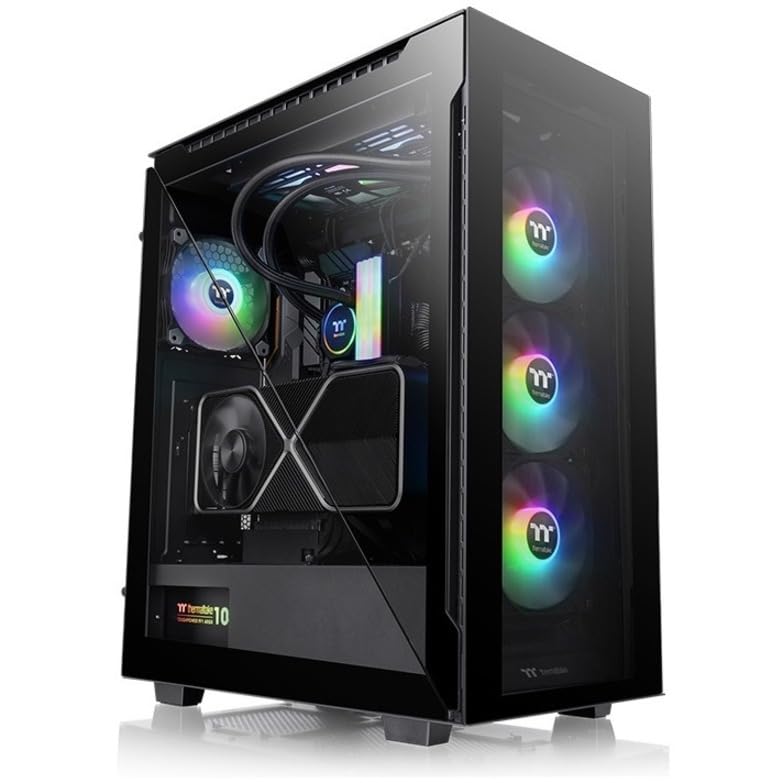Thermaltake Divider 500 TG Black Color ARGB ATX Mid Tower Tempered Glass Computer Case with 3 120mm 5V ARGB Front Fans + 1 120mm Standard Rear Fan + 2 Symmetrical Triangular Panels CA-1T4-00M1WN-01