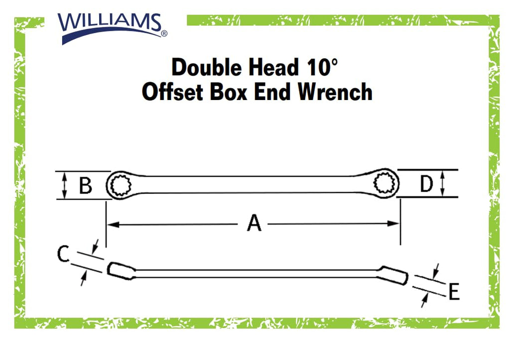 Williams WS-7707 7-Piece Double Head 10-Degree Offset Box End Wrench Set