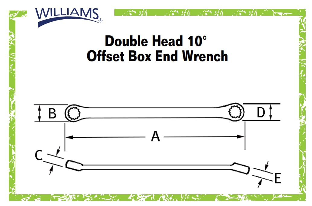 Williams WS-7707 7-Piece Double Head 10-Degree Offset Box End Wrench Set