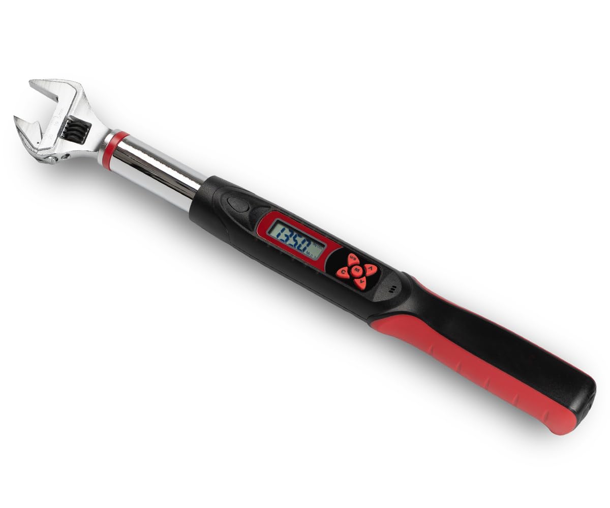 Tapha Tools 3/8 inch Flex-Head Digital Torque Wrench, 5-99.5 ft-lbs (6.8-135 N-m) Torque Range ±2% Accuracy, LED and Buzzer, Preset Memory, ISO 6789 Tested and Calibrated (DKF3N-T135BN)