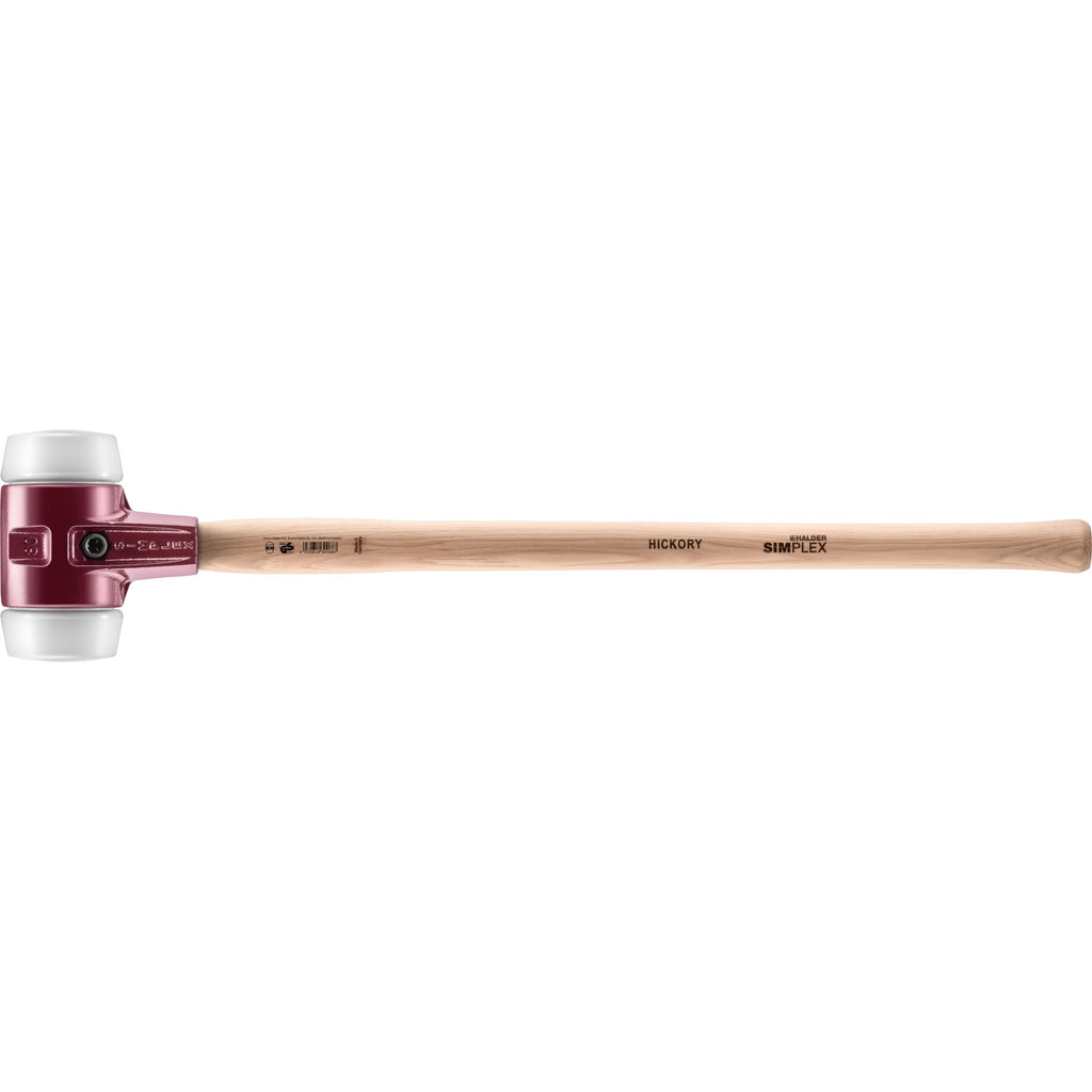 Halder Simplex Sledgehammer 80mm – Superplastic Inserts, Cast Iron Housing with Protection Sleeve, Varnished Hickory Handle, Non-Marring Heavy-Duty Sledge – 3007.081