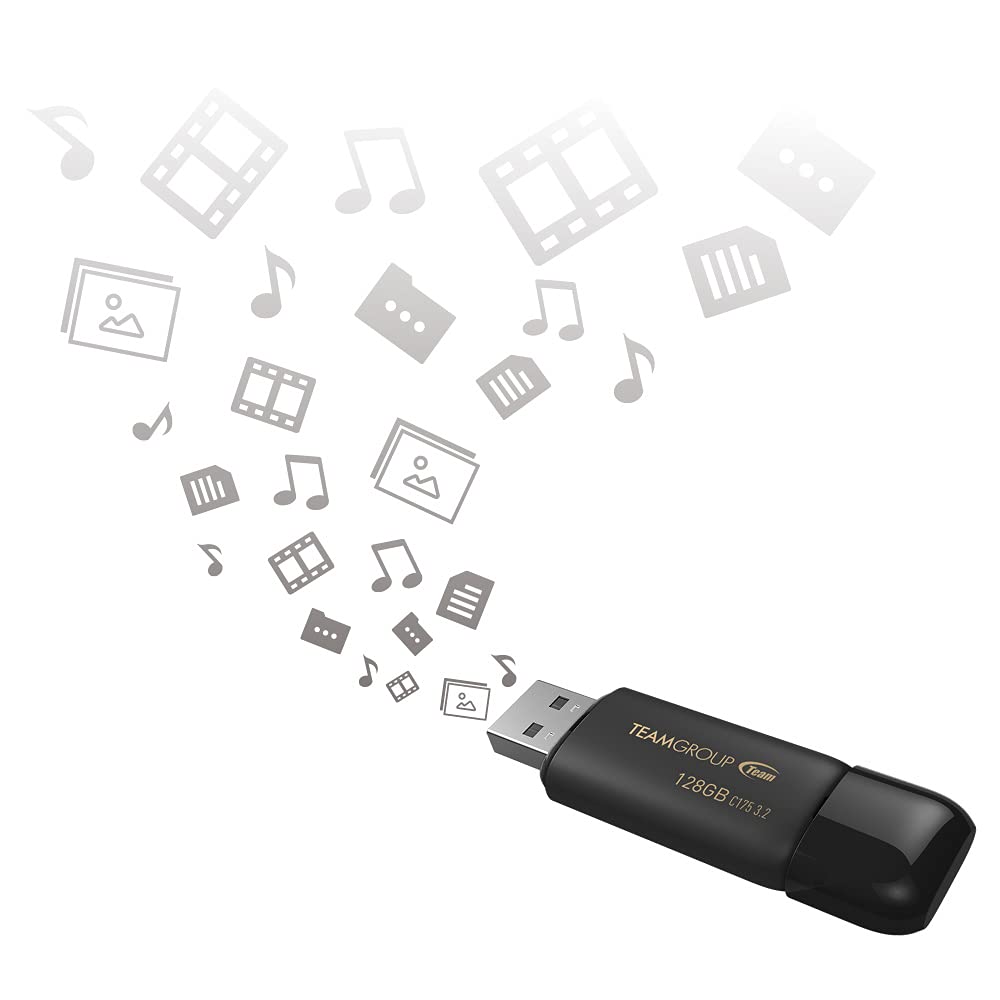 TEAMGROUP C175 1TB USB 3.2 Gen 1 (USB 3.1/3.0) Read 100MB/s Flash Thumb Drive, External Data Storage Memory Stick Compatible with Computer/Laptop/Desktop/PC Matte Black TC17531TBB01
