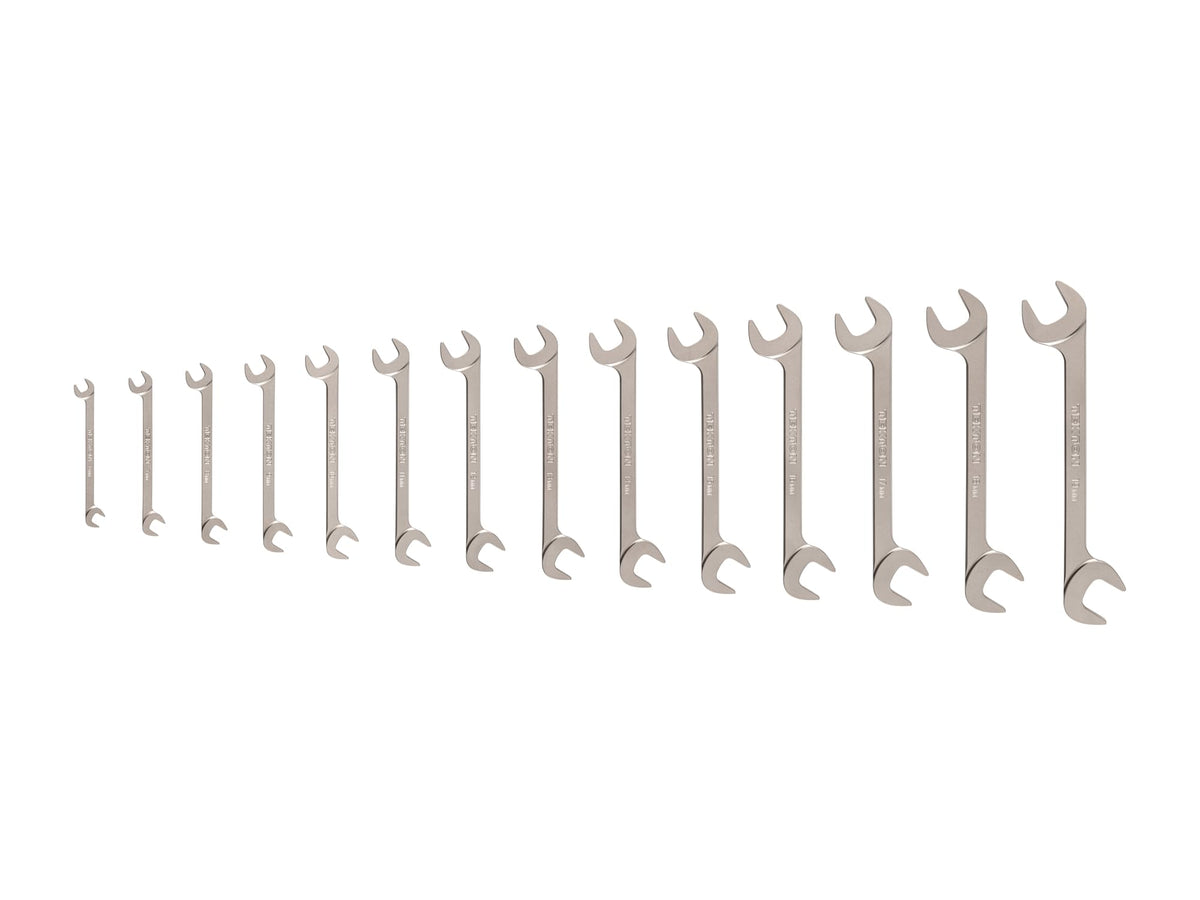 TEKTON Angle Head Open End Wrench Set, 14-Piece | WAE92001