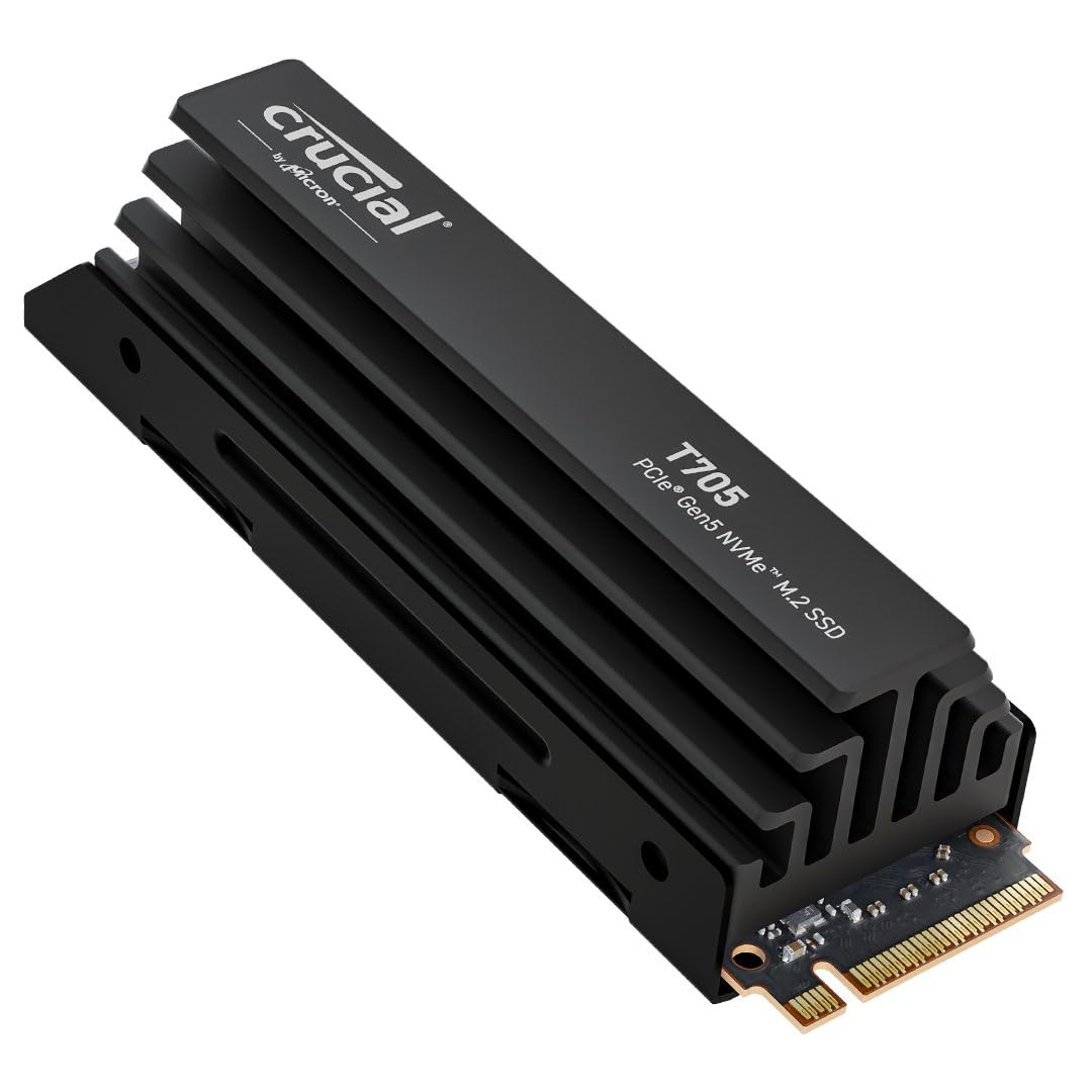 Crucial T710 PCIe Gen5 NVMe 1TB SSD, Up to 14,900 MB/s, Laptop & Desktop Compatible (PC), for Creatives and Hardcore Gamers, Solid State Drive, Includes 1Mo Adobe CC – CT1000T710SSD8-01