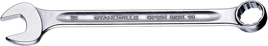 Stahlwille 40085555 Combination Spanners Open-Box No.13, Size 55mm, Metric, with 15 degree Offset Ring End, Chrome Plated Finish, Length 560mm, Made in Germany