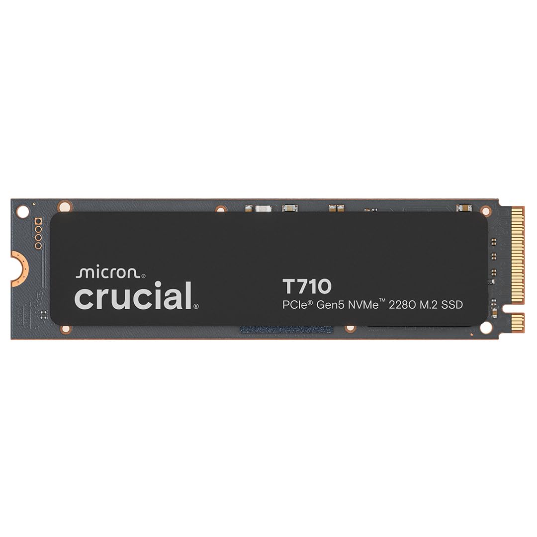 Crucial T710 PCIe Gen5 NVMe 1TB SSD, Up to 14,900 MB/s, Laptop & Desktop Compatible (PC), for Creatives and Hardcore Gamers, Solid State Drive, Includes 1Mo Adobe CC – CT1000T710SSD8-01