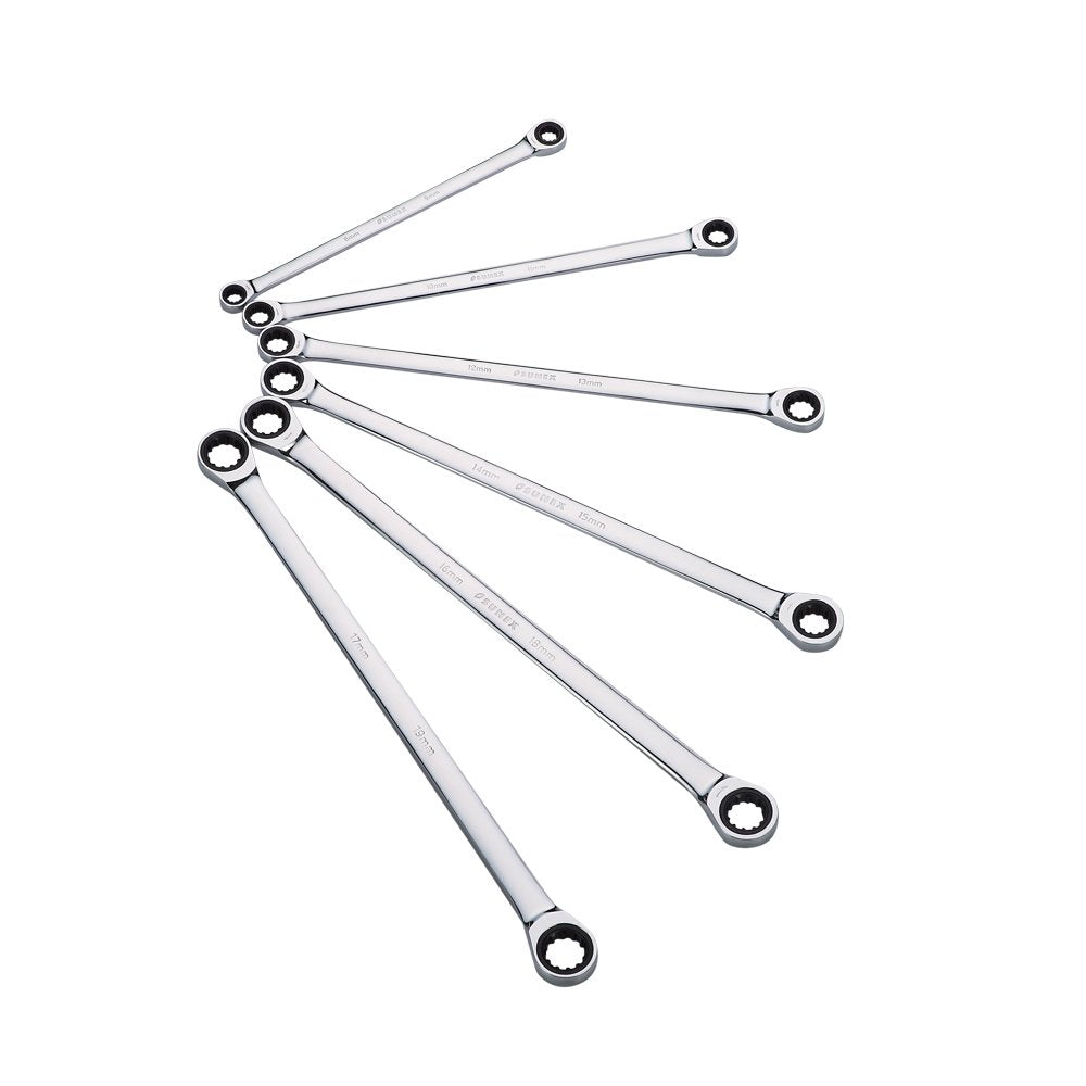 Sunex 9924M Metric Extra Long Double Box Ratcheting Wrench Set, 6-Piece