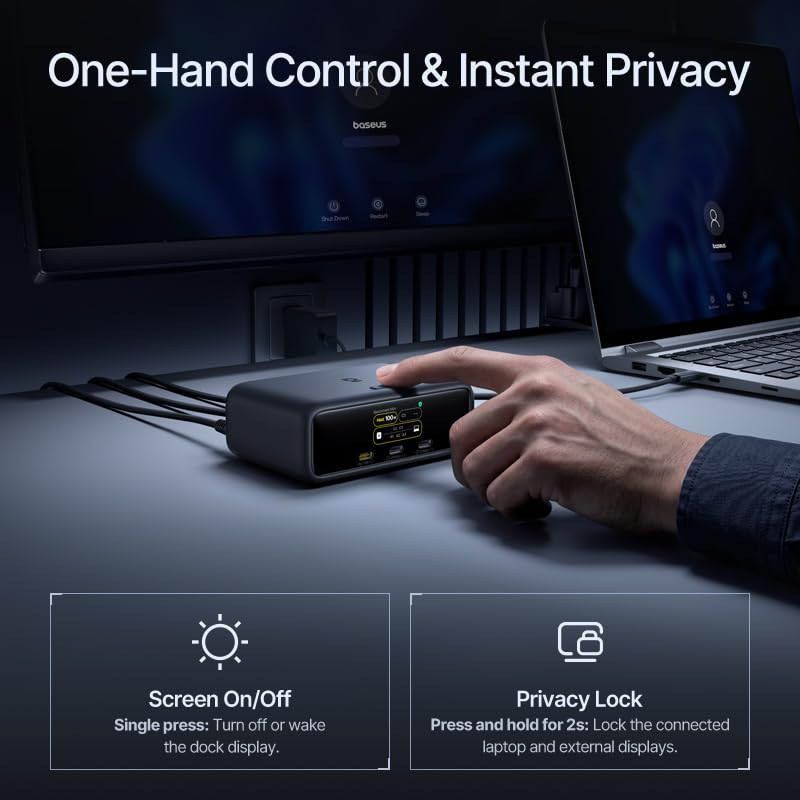 Baseus Spacemate RD1 Mini Docking Station 10-in-1 for Dual Monitor Windows